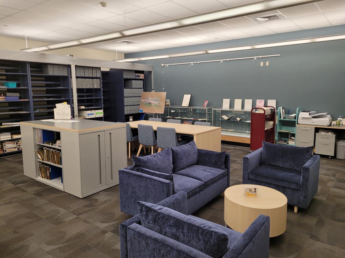 View of the interior of the Westminster Archive Center at College Hill Library.