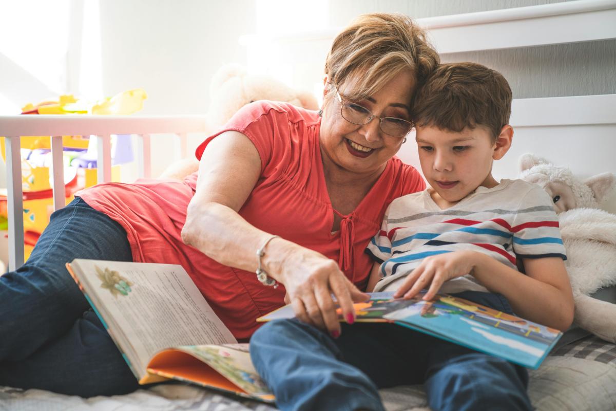 grandmother reading with child