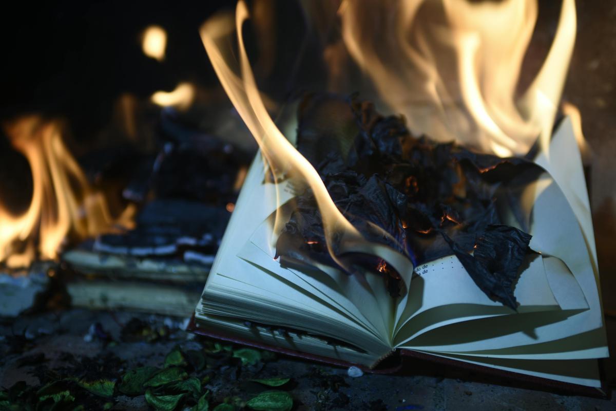 Book on fire