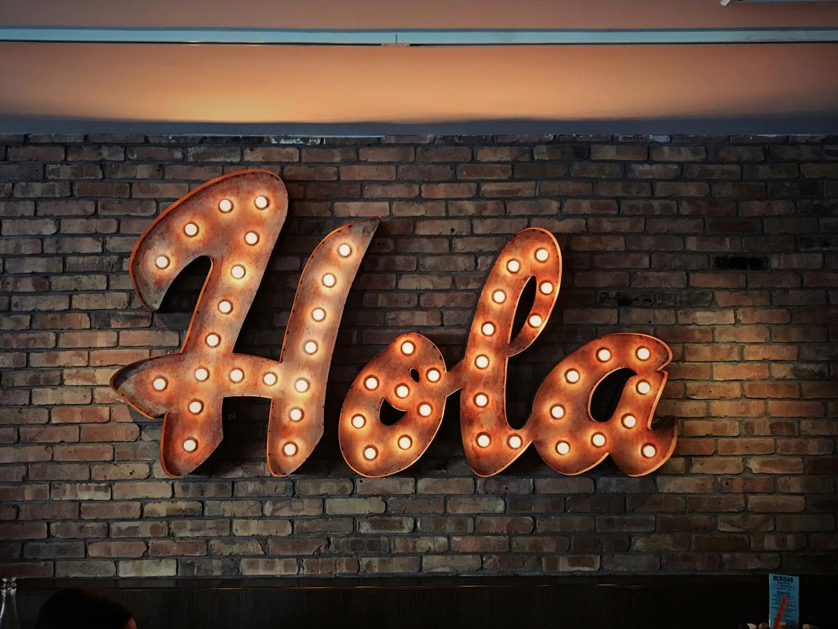 Hola in light up billboard